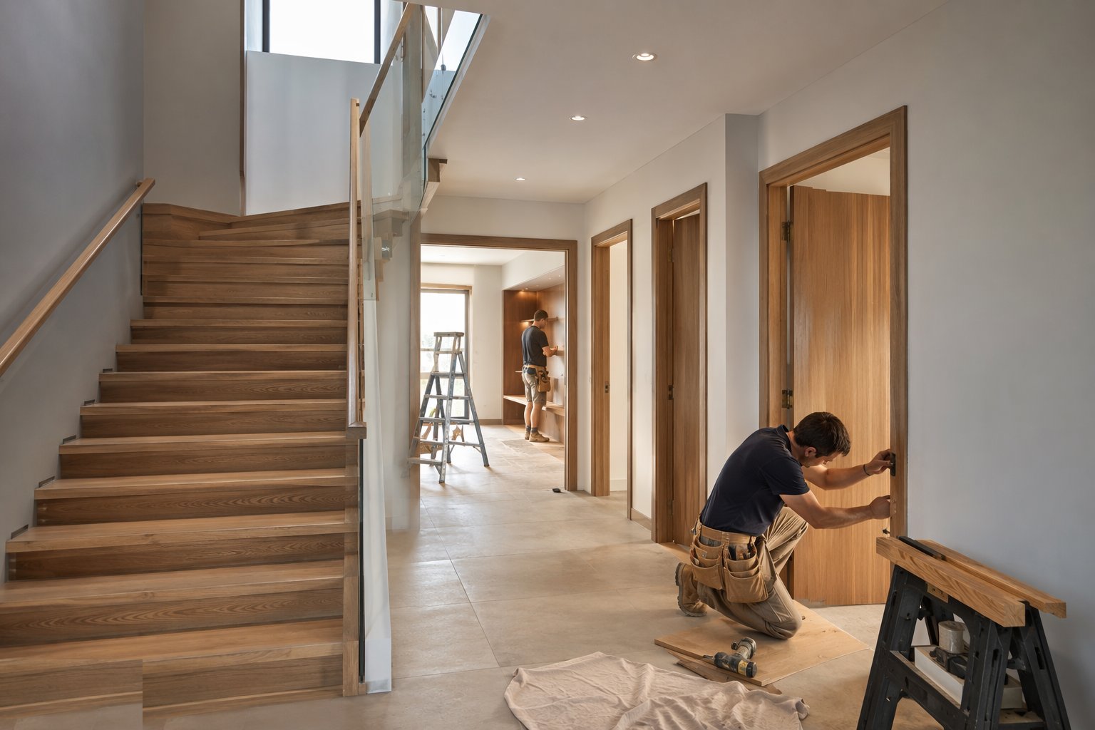Install stairs, doors and second-fix joinery — Internal Finishes, step 4