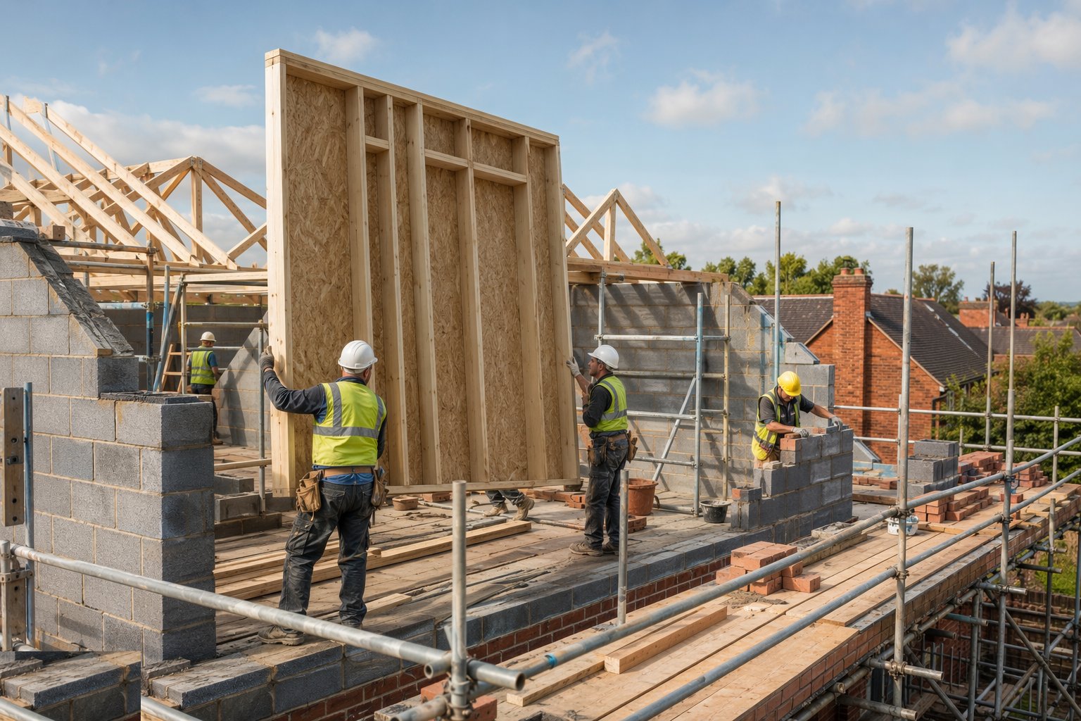 Erect timber panels or start the inner leaf — Masonry & Timber Frame, step 2