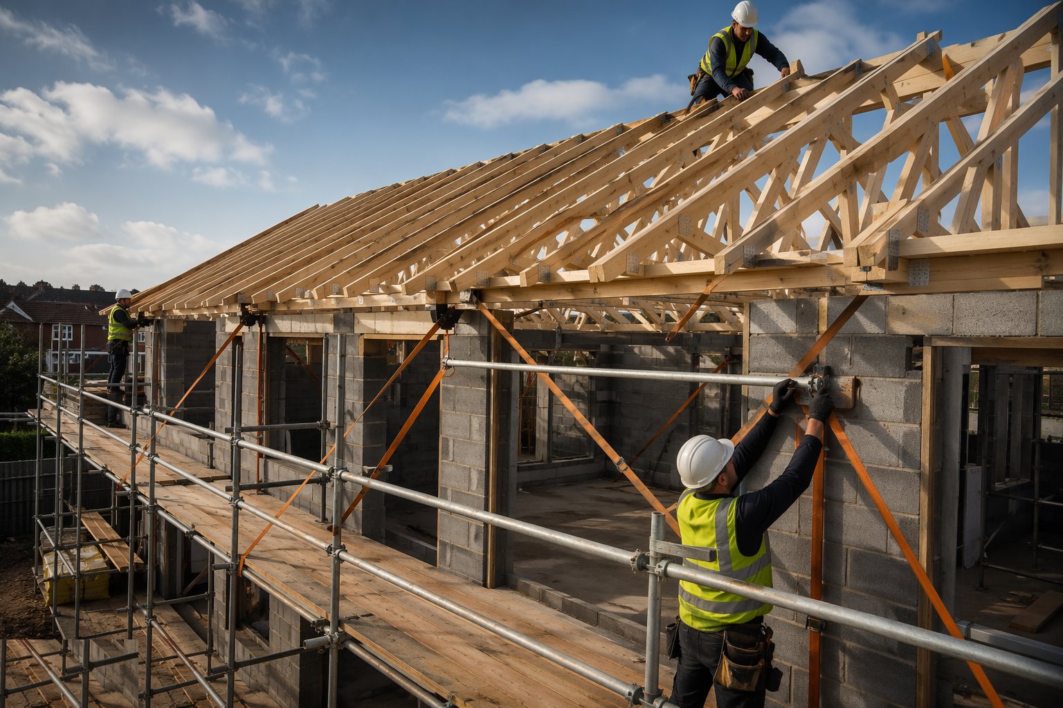 Fix bracing, straps and structural connections — Masonry & Timber Frame, step 5