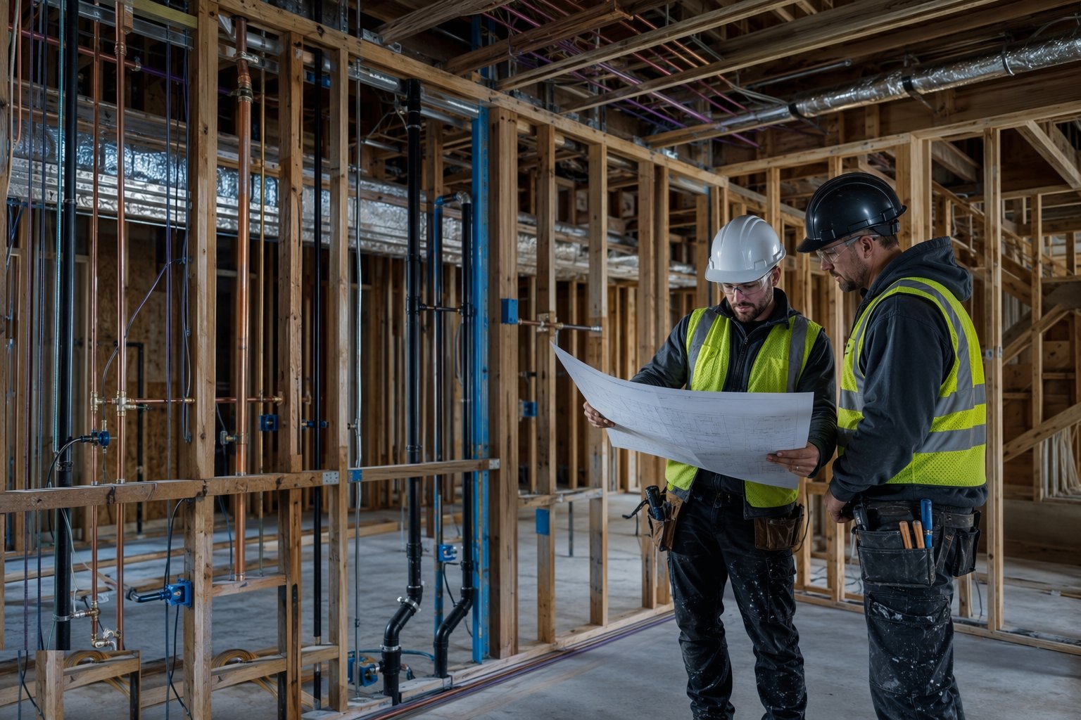 Coordinate the routes before installing anything — MEP First Fix, step 1
