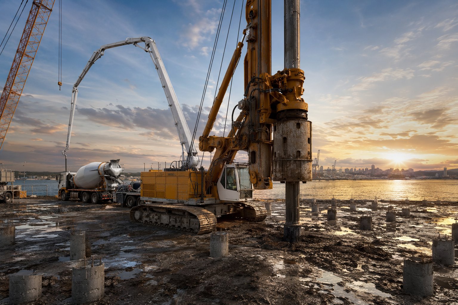 Bore or drive to the validated toe level — Piling & Deep Foundations, step 4