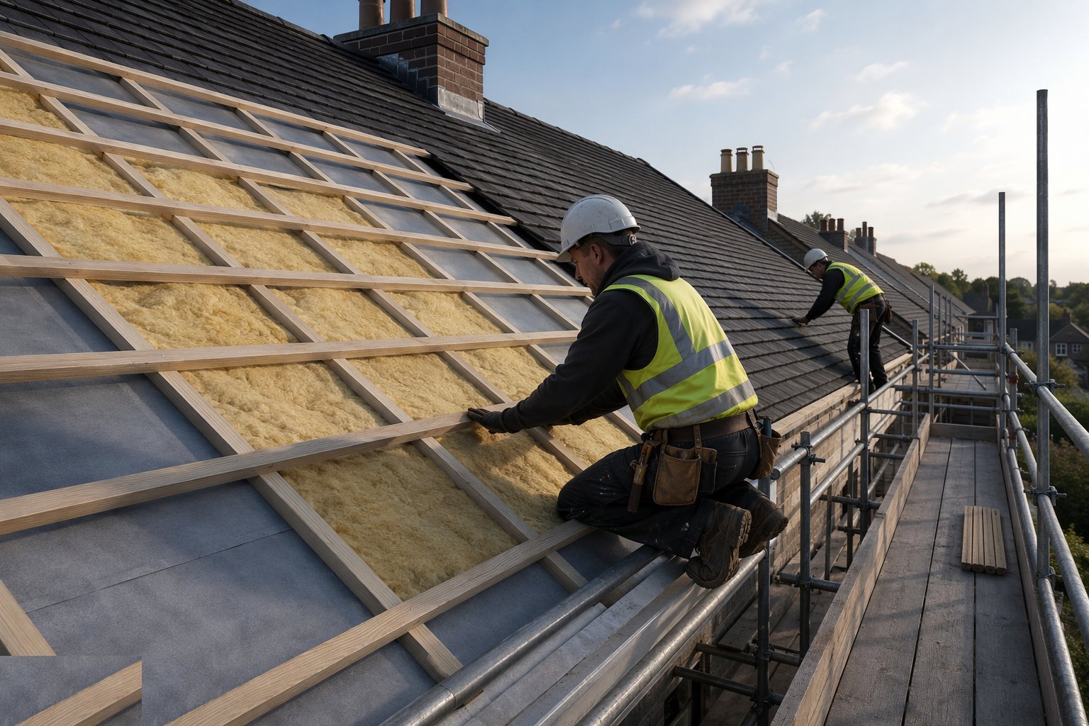 Fix insulation and battens — Roofing, step 4