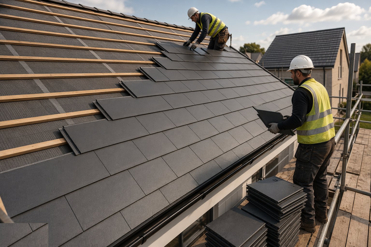 Lay the covering: tiles or membrane — Roofing, step 5