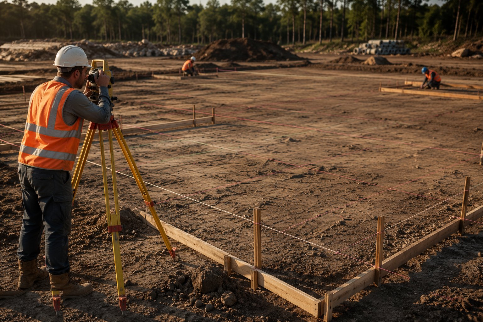 Set out grid lines and building corners — Setting Out & Survey Control, step 4