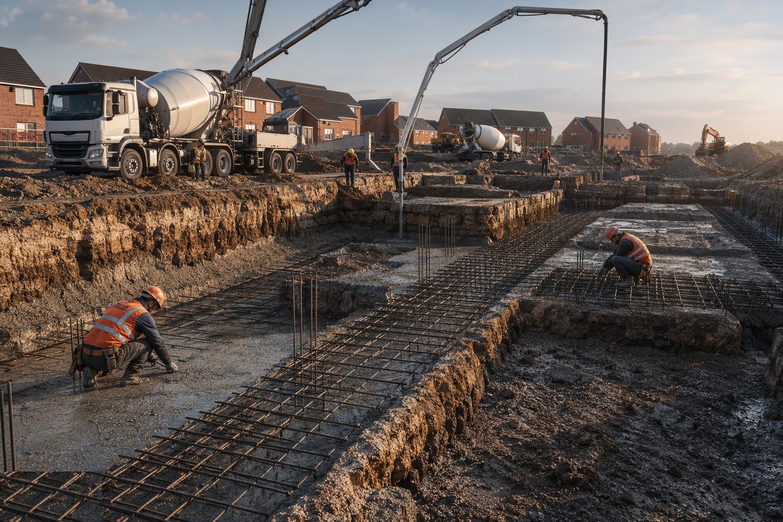 Pour blinding and fix reinforcement — Shallow Foundations, step 4