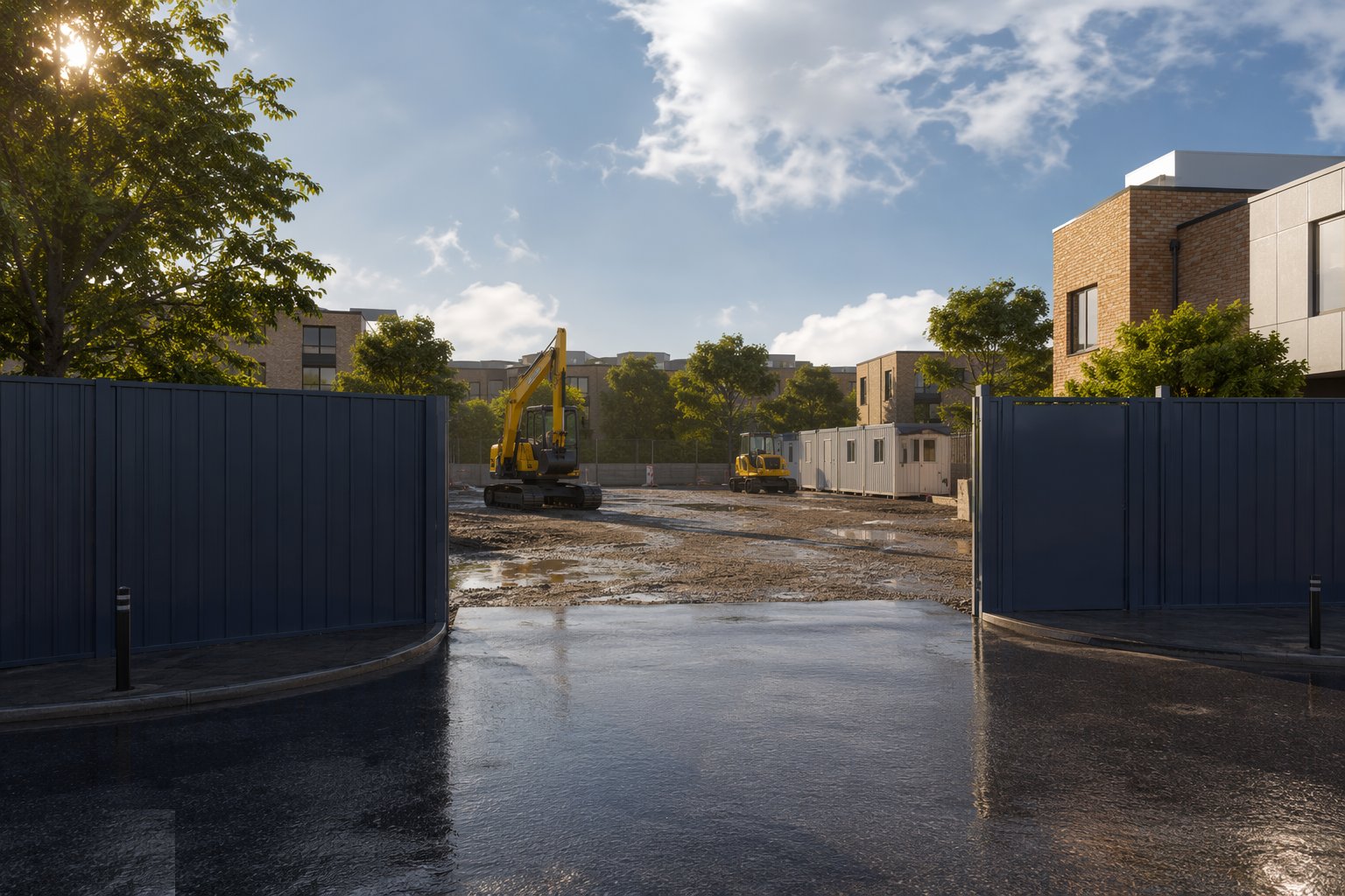 Erect hoarding, fencing and gates — Site Access & Enabling Works, step 2