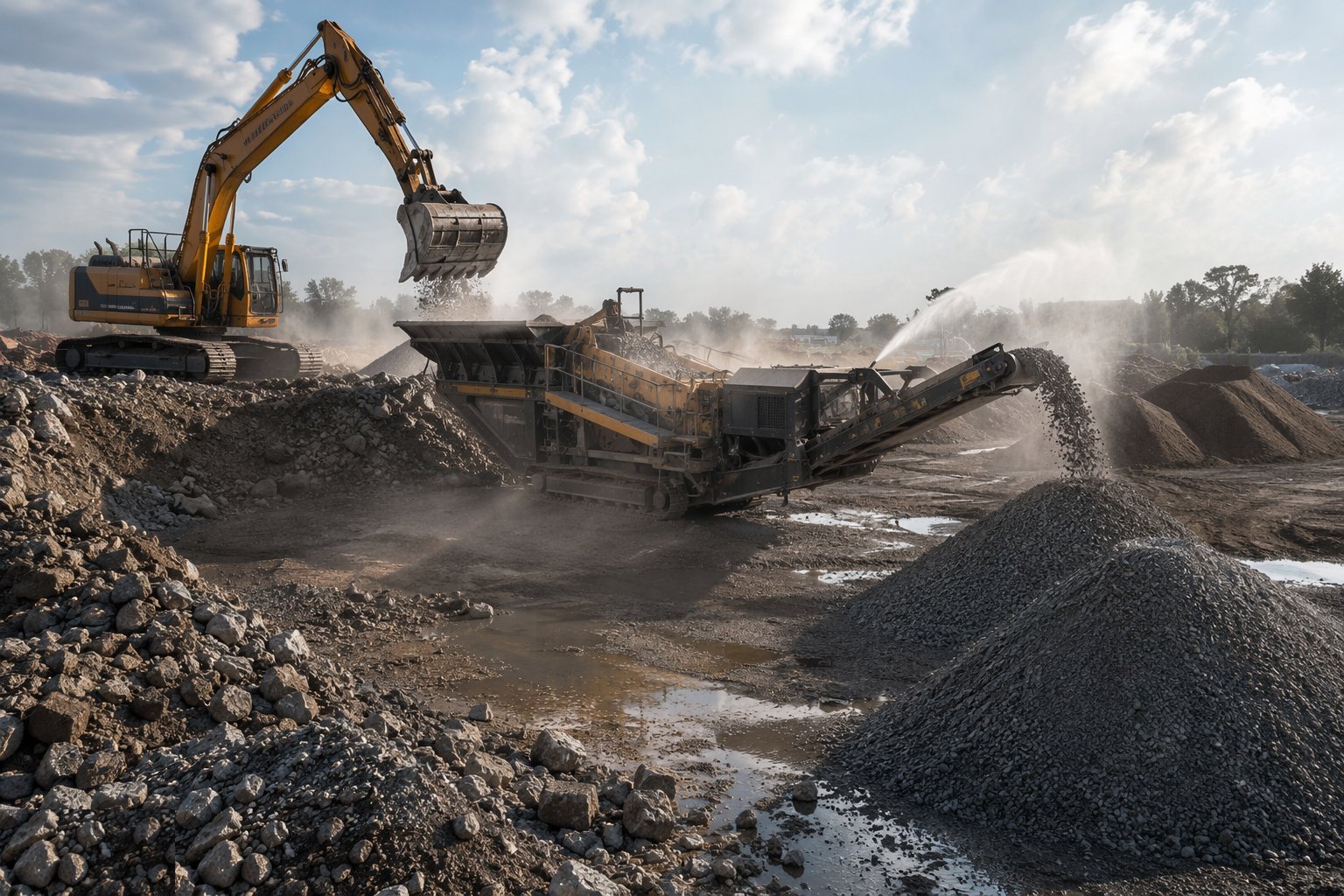 Crush and screen the arisings — Site Clearance & Demolition, step 6