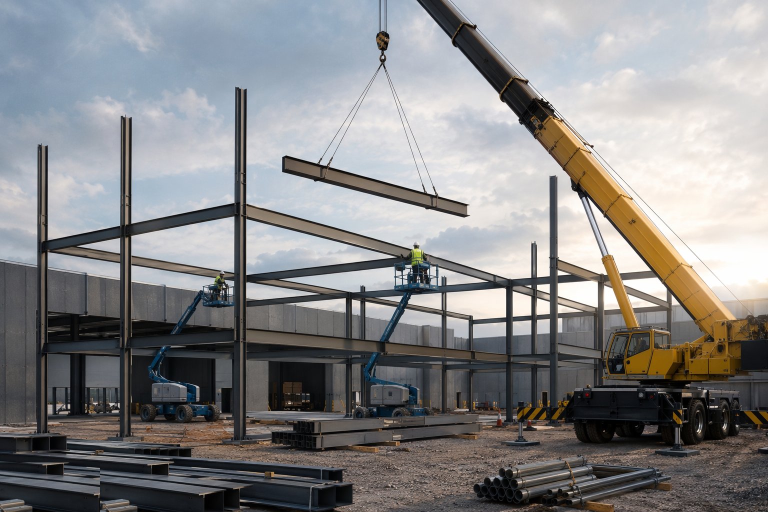 Plan erection sequence and craneage — Steel Frame Construction, step 2