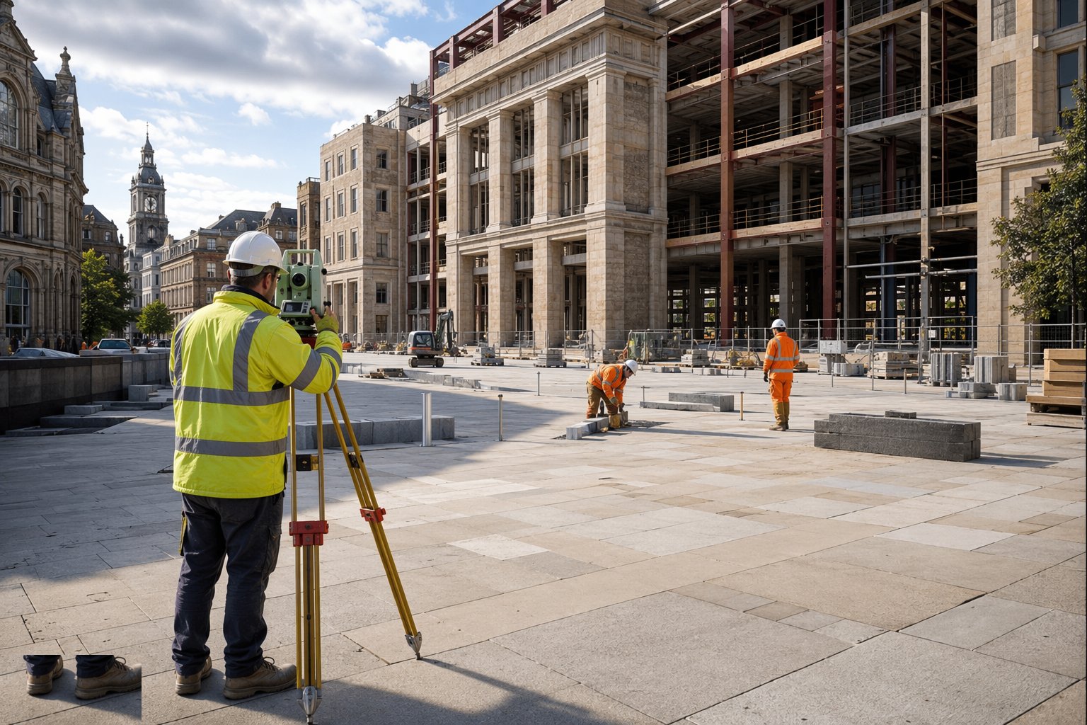 Deliver the public-realm civils and the setting-out — Civic & Government Building Construction, step 2