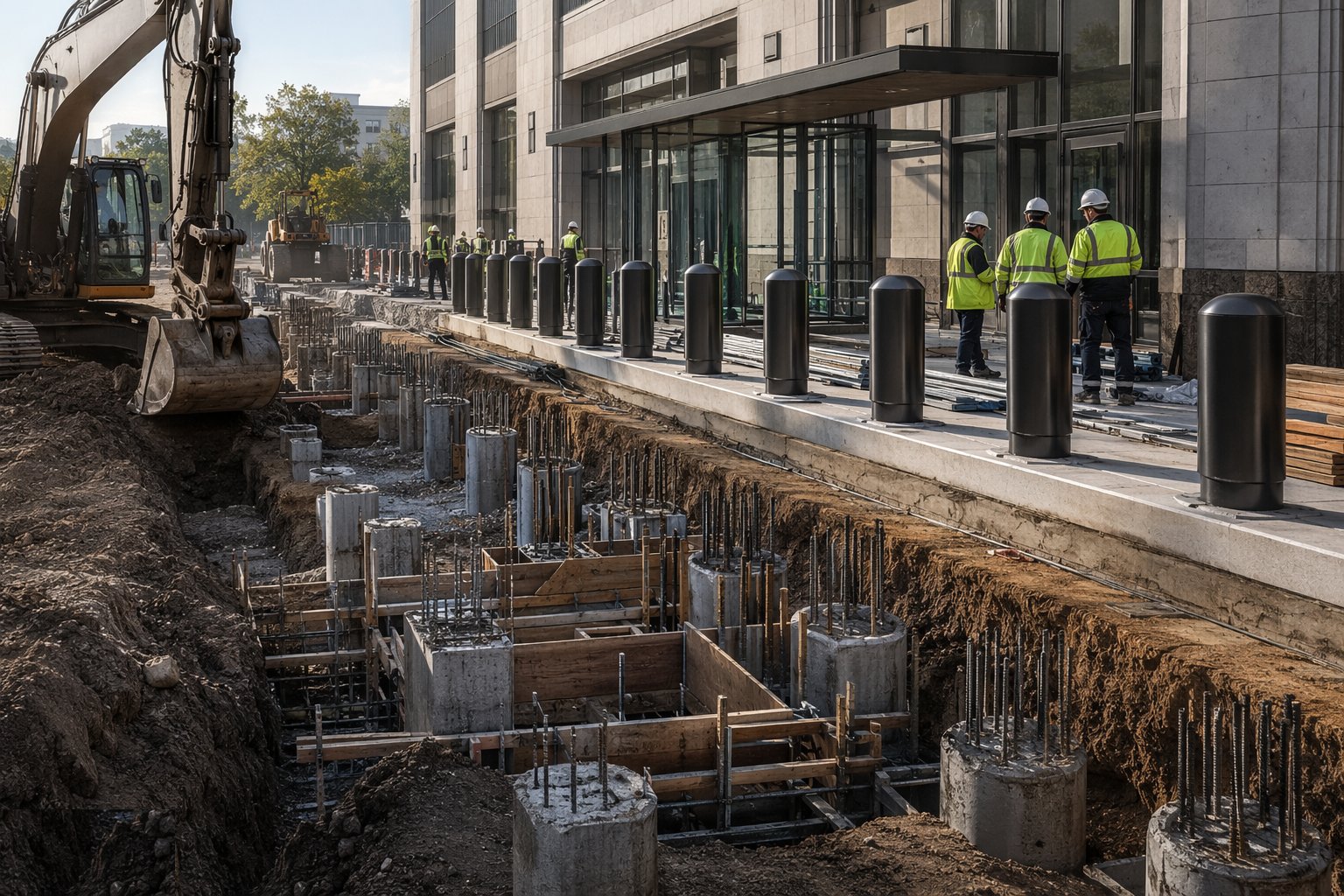 Fix the stand-off line and engineer the HVM foundations — Security Measures in Government Buildings, step 2