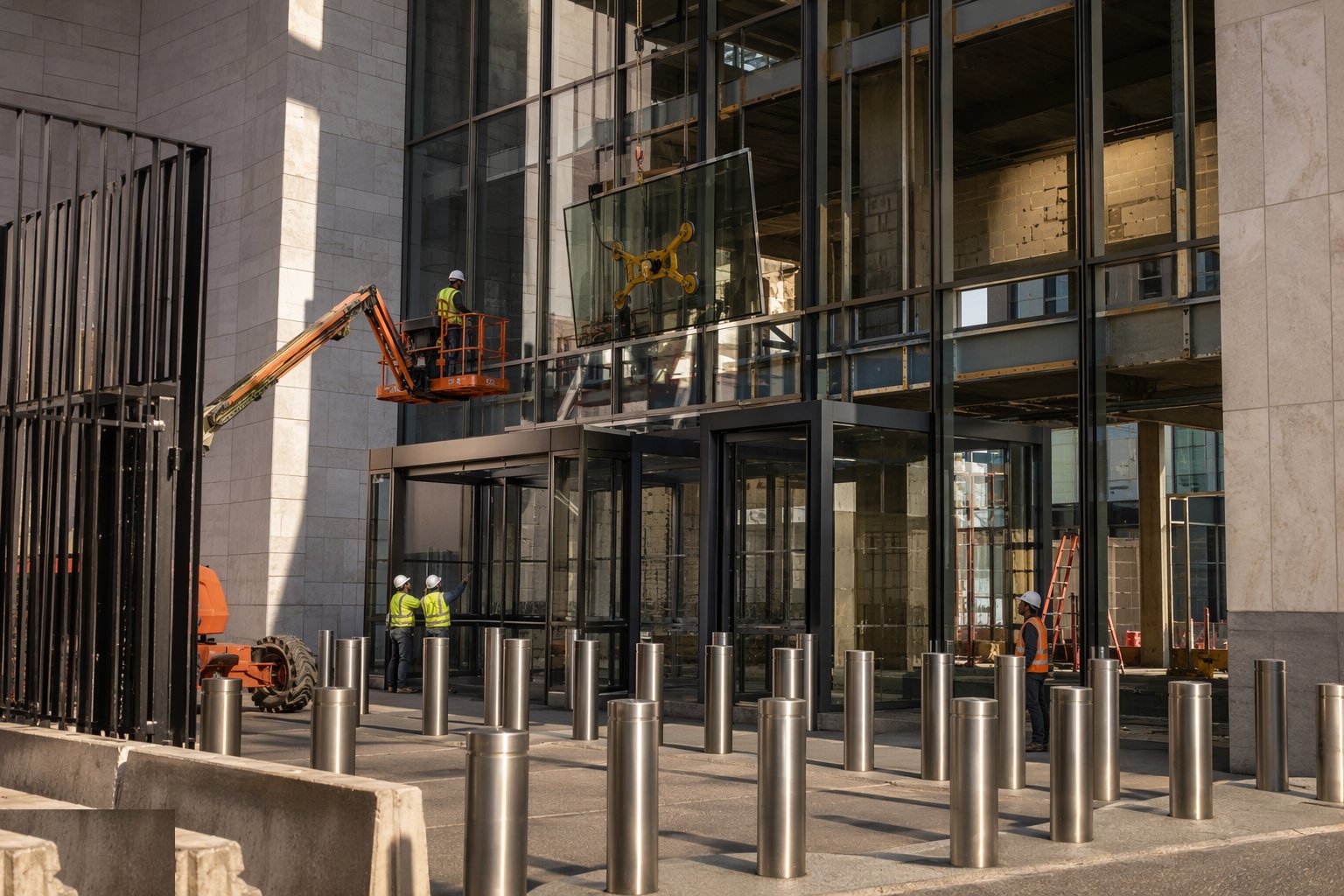 Install the blast façade: glazing, frames and anchors — Security Measures in Government Buildings, step 4