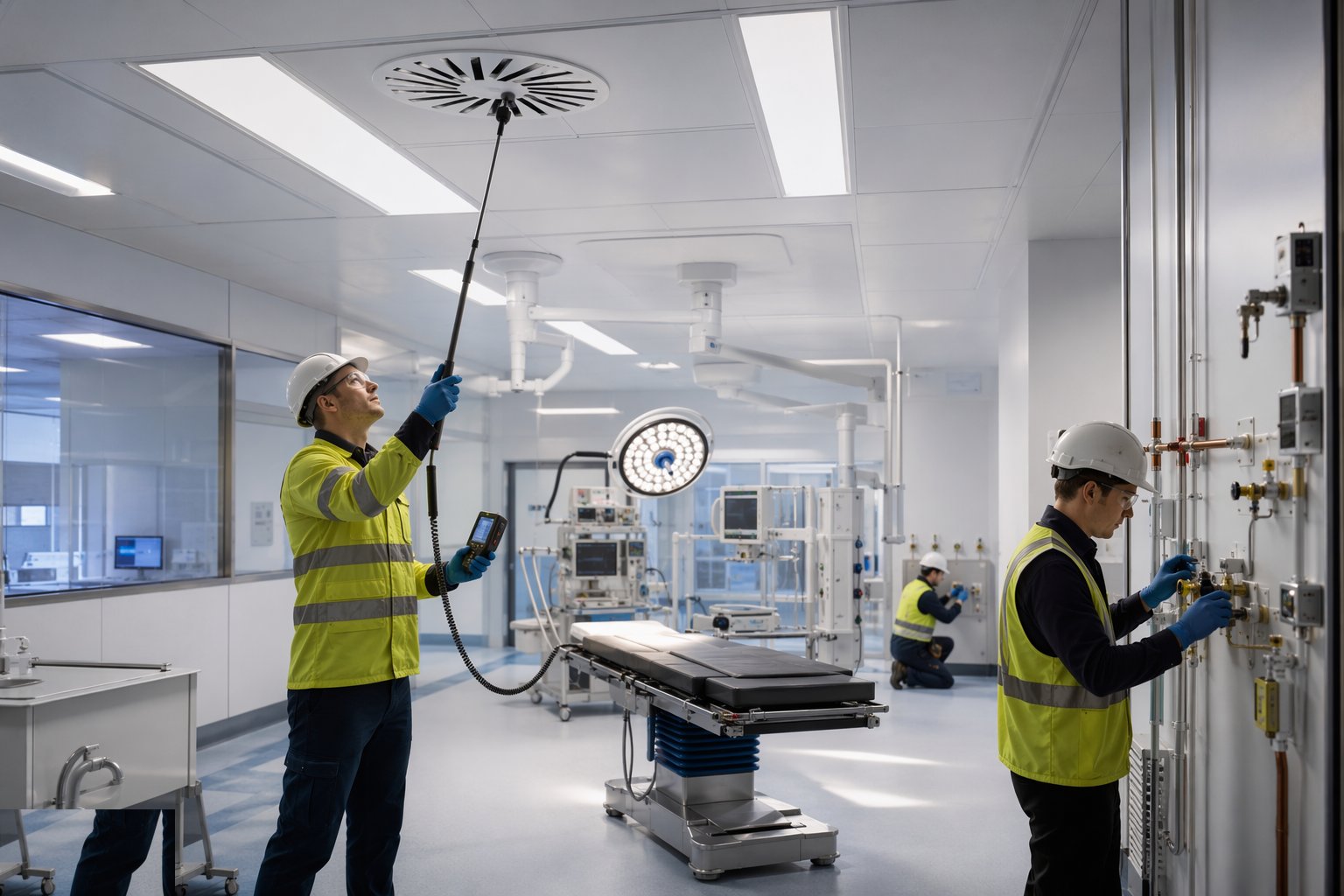 Validate theatres, isolation rooms and critical ventilation — Healthcare Commissioning & Validation, step 3