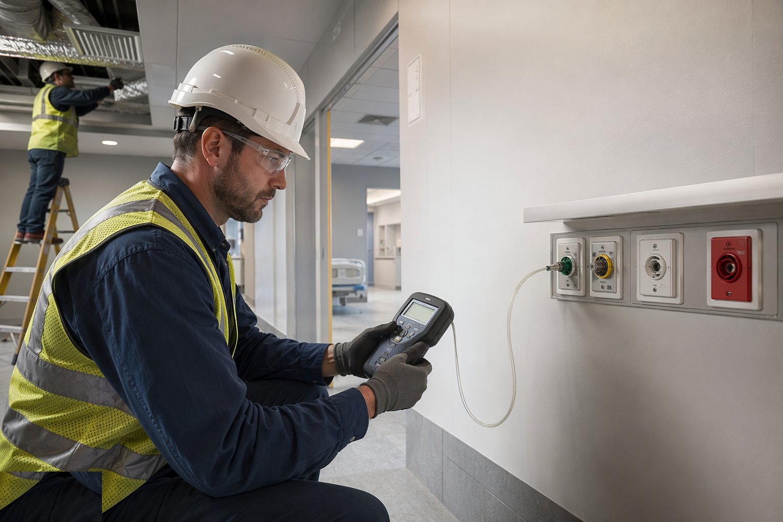 Complete the witnessed medical gas testing — Healthcare Commissioning & Validation, step 4