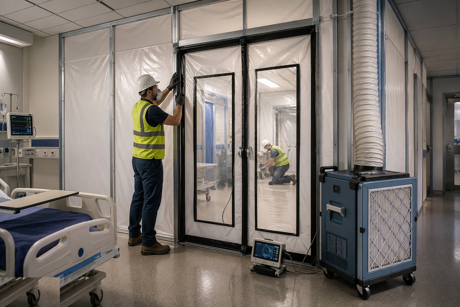 Erect and validate the containment — Working In & Around Live Hospitals, step 3