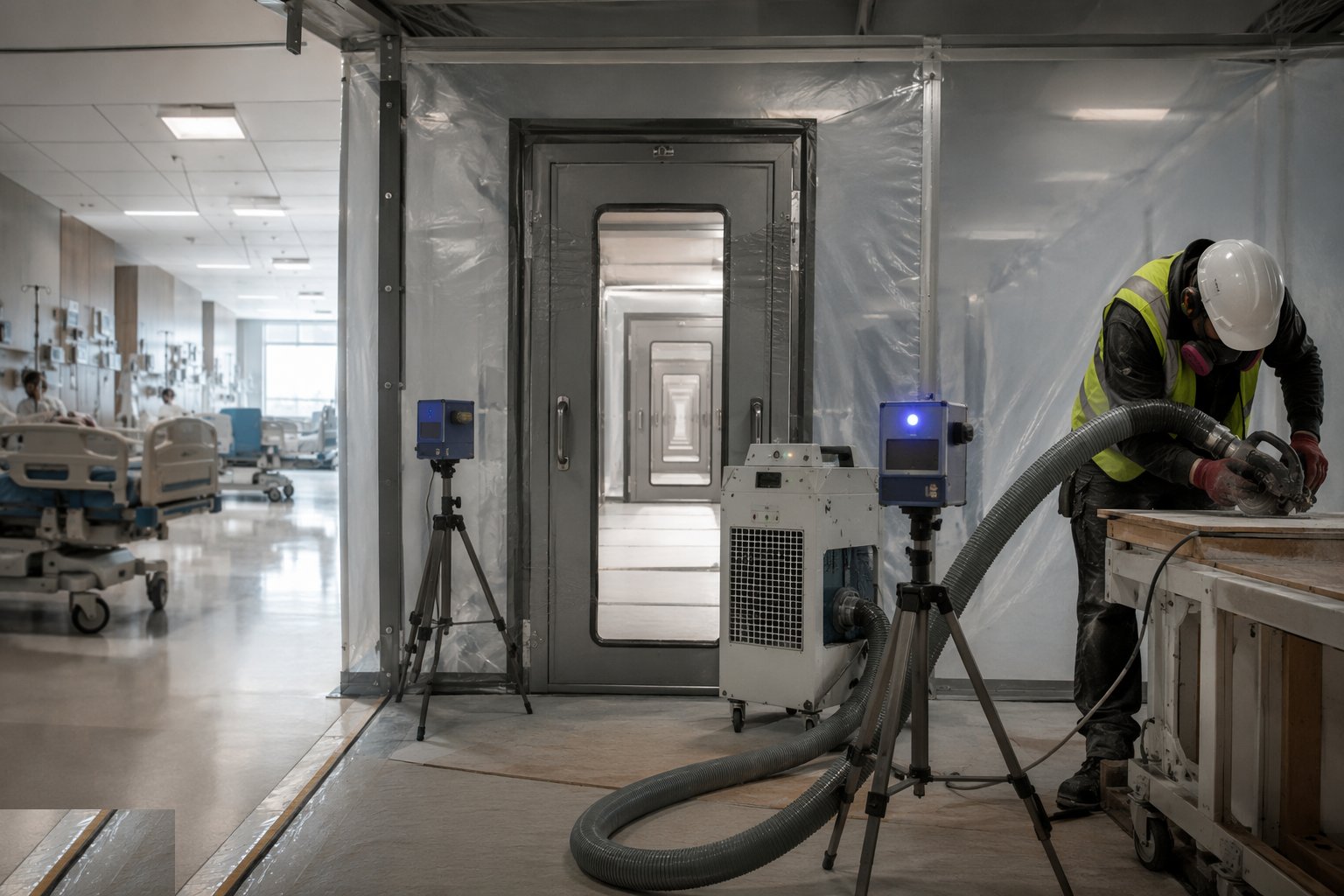 Set up dust, noise and vibration control — Working In & Around Live Hospitals, step 4