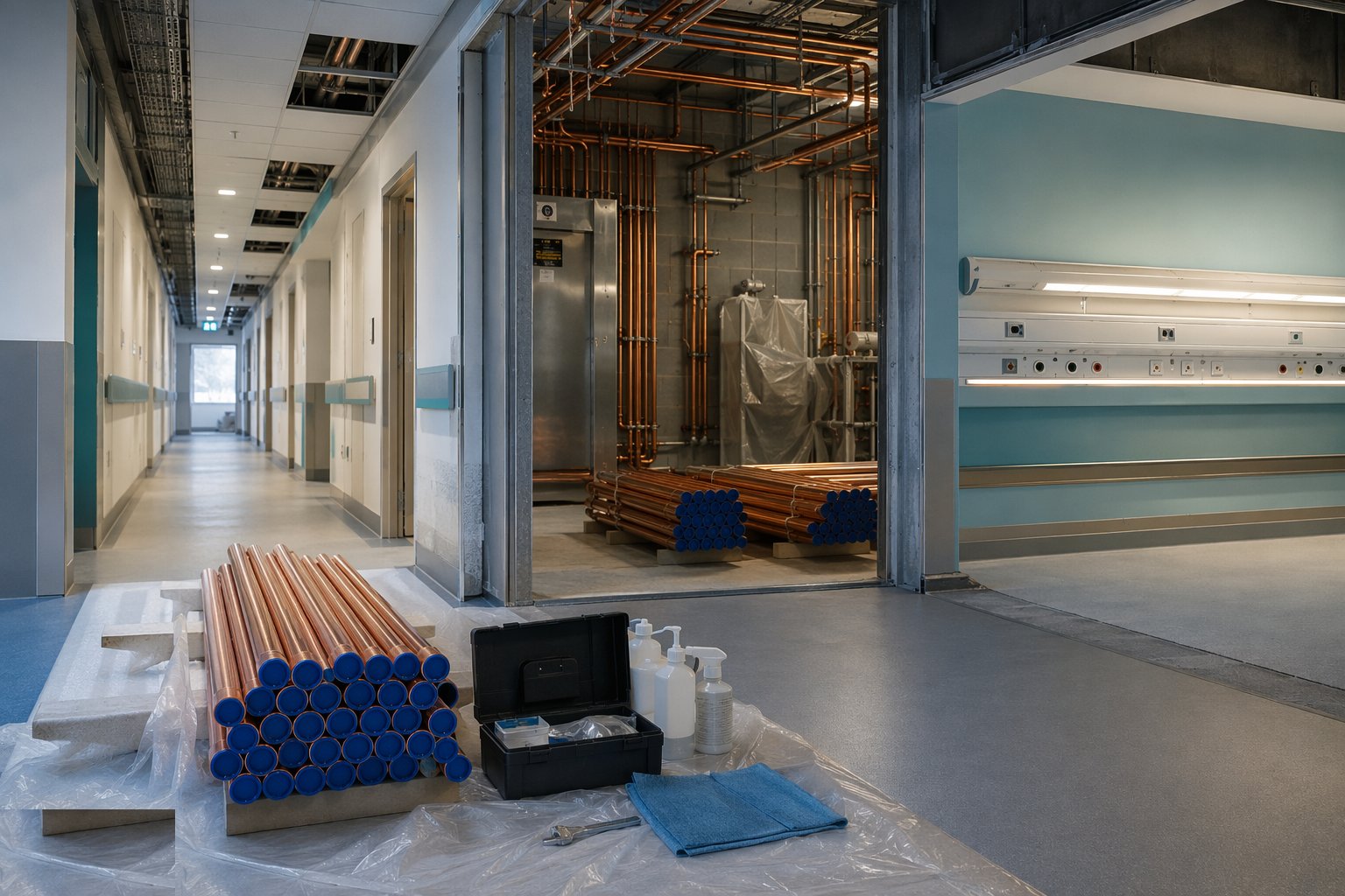 Set up the materials and cleanliness regime — Medical Gas Pipeline Systems (MGPS), step 1