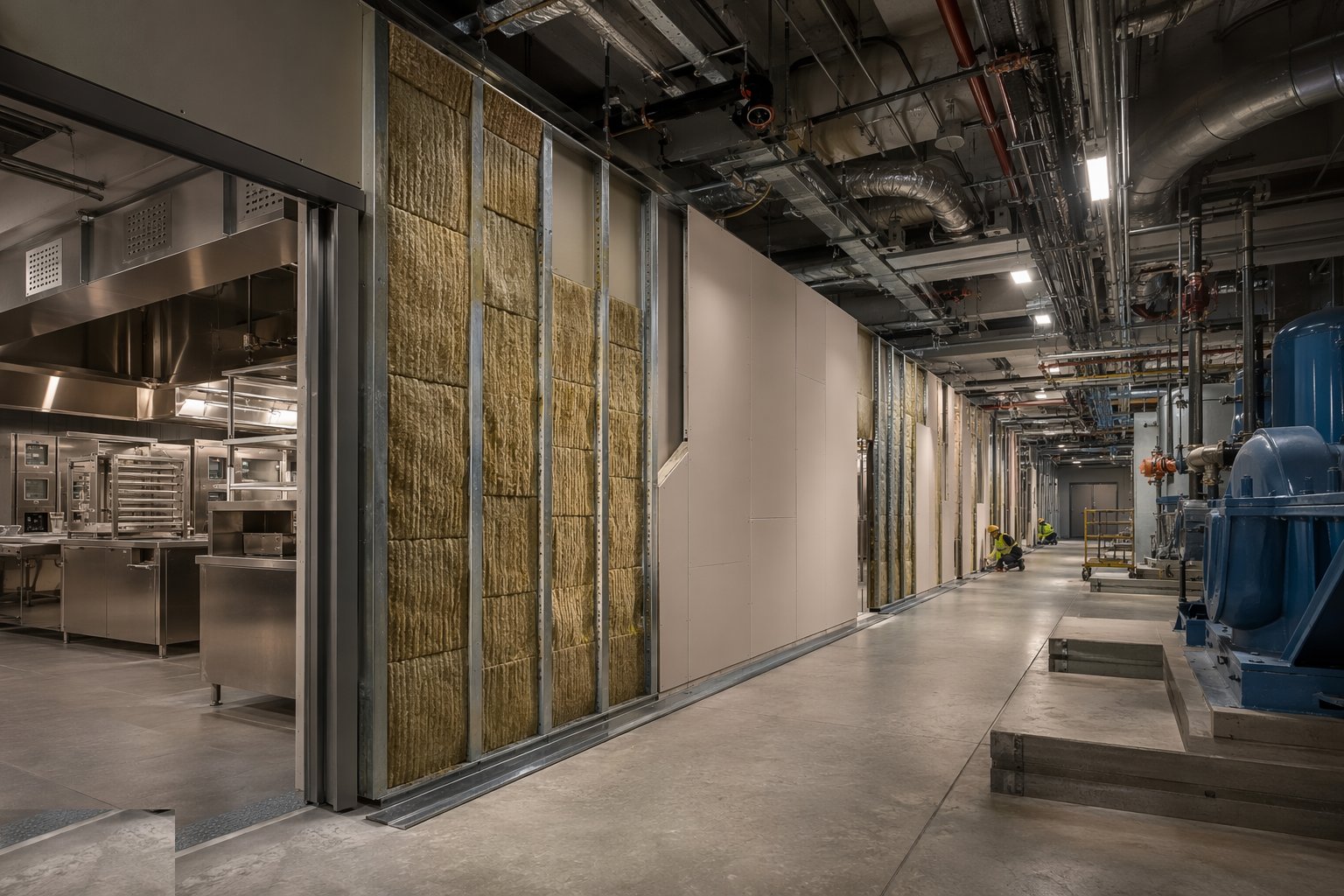 Build in the acoustic and vibration separation — Hotel Back-of-House & Specialist Services, step 5