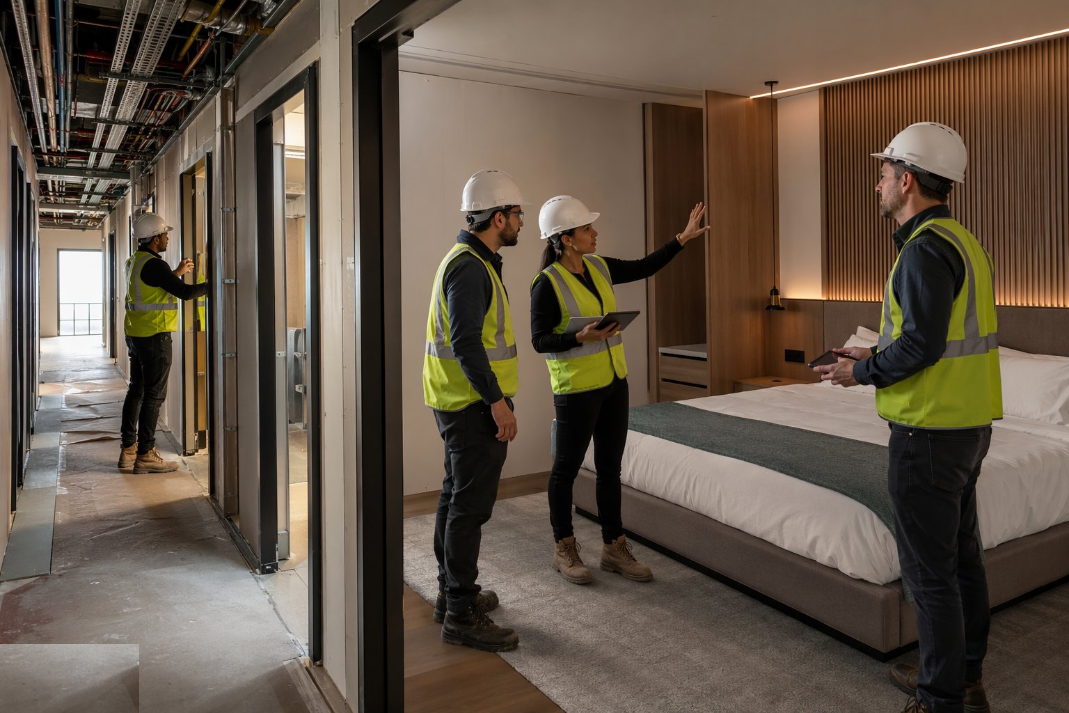 Build and sign off the mock-up room — Hotel Bedroom Fit-Out & FF&E, step 1