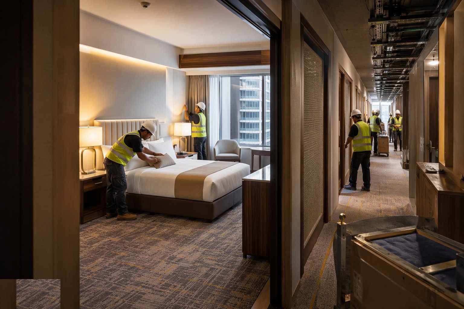Install FF&E and dress the floor — Hotel Bedroom Fit-Out & FF&E, step 6