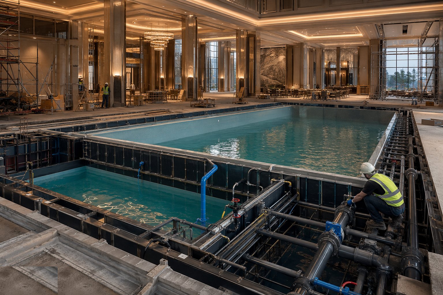 Build and test the pool tanks — Hotel Public Areas & Leisure Facilities, step 5