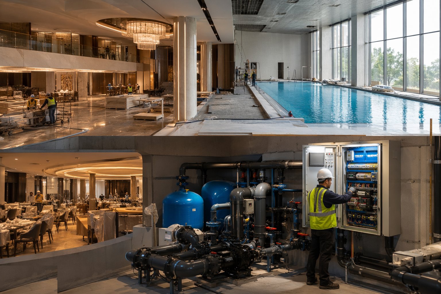 Install pool plant and control the pool hall environment — Hotel Public Areas & Leisure Facilities, step 6