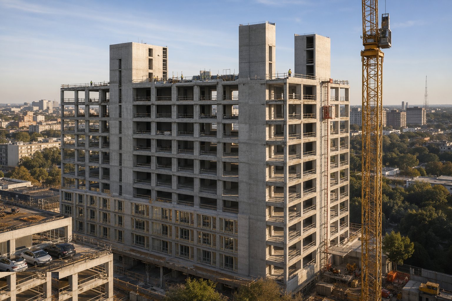 Form the cores, BOH and plant floors — Hotel Structure & Envelope, step 3