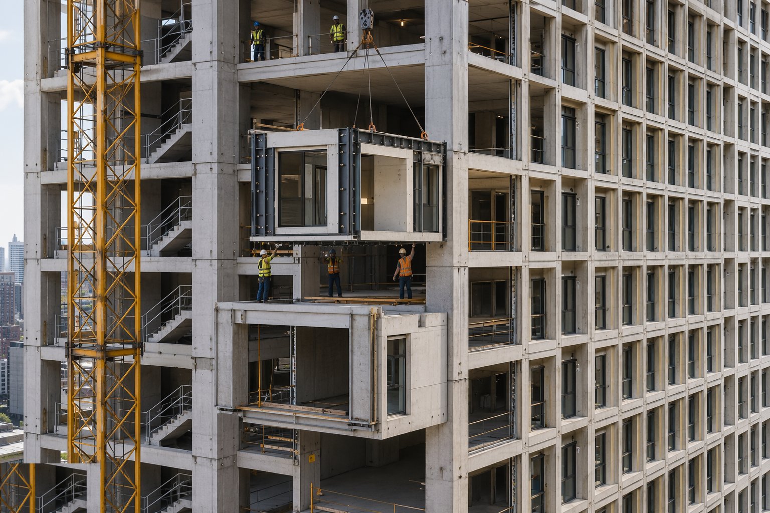 Design in the pods: structure, hoisting and connections — Hotel Structure & Envelope, step 5