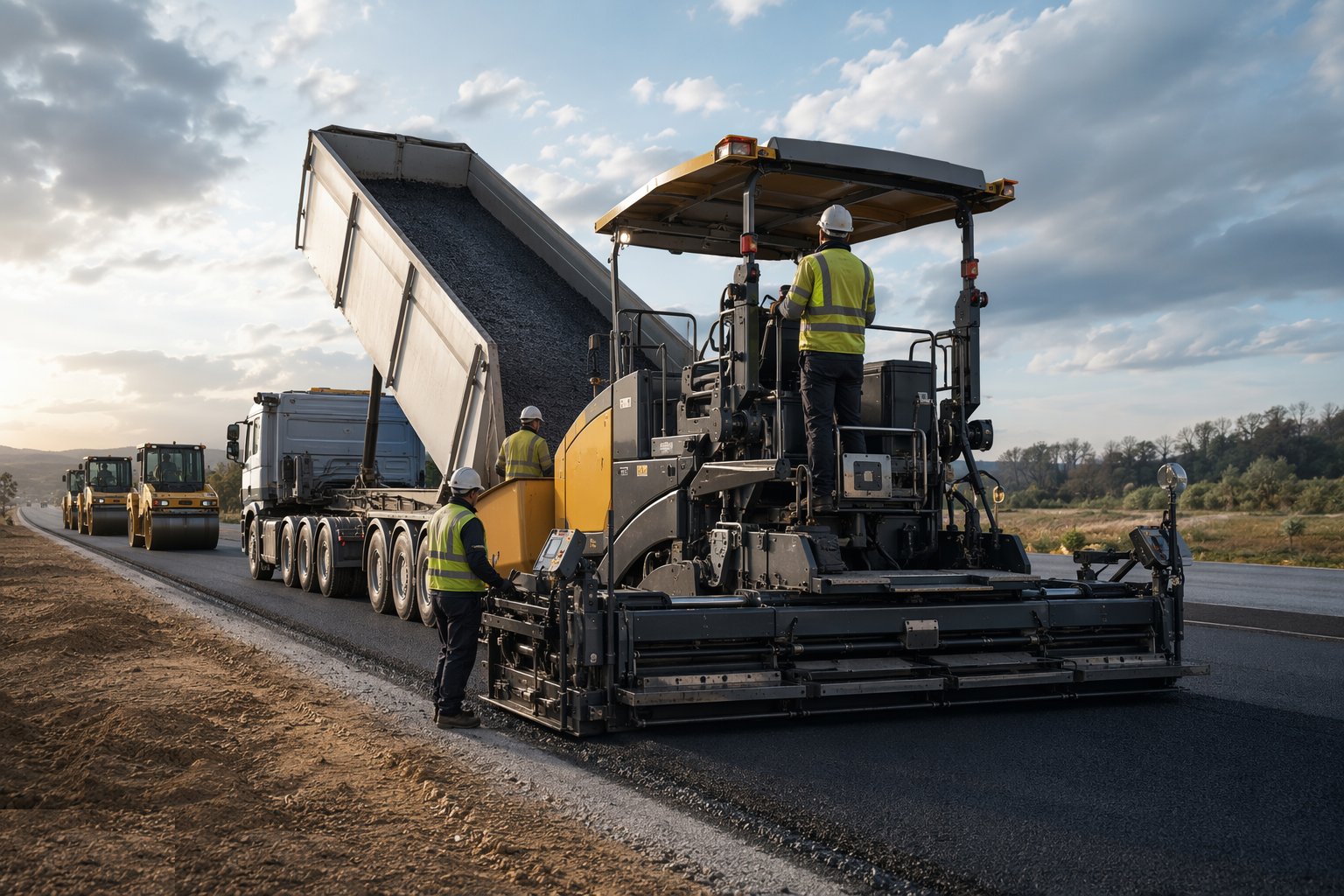 Deliver and lay the mat — Asphalt Surfacing — Binder & Surface Course, step 4
