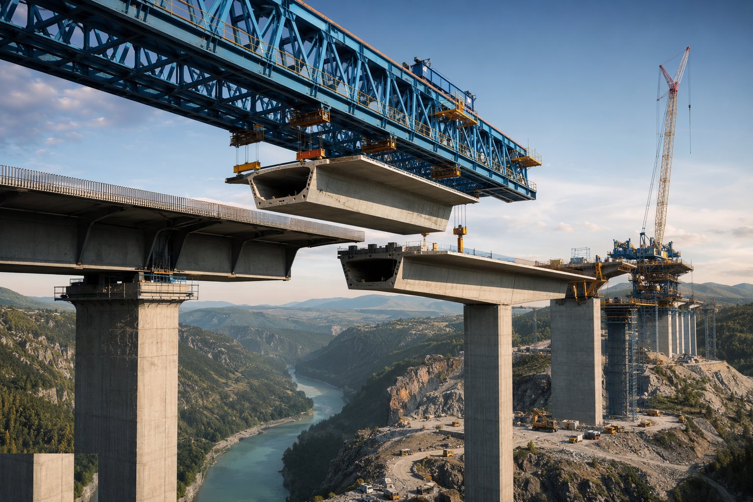 Run the gantry cycle, where used — Bridge Erection Methods, step 4
