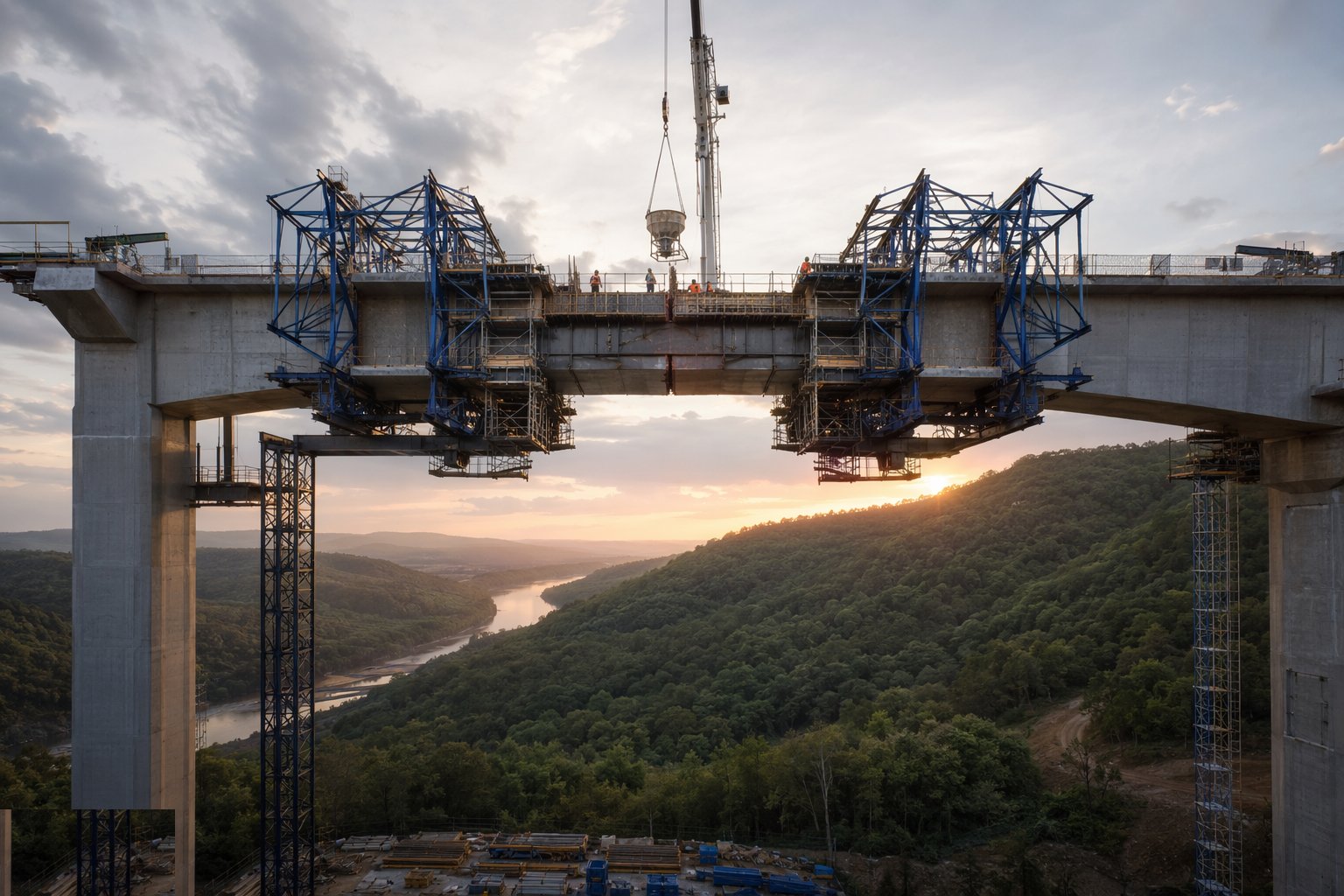 Close the structure and strike the temporary works — Bridge Erection Methods, step 6