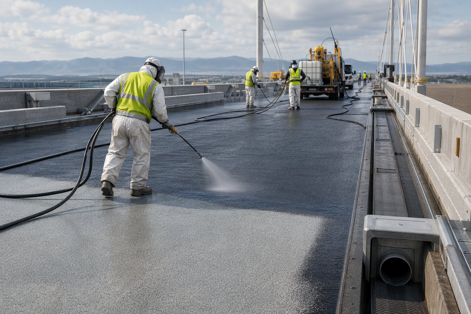 Prepare and waterproof the deck — Bridge Finishes — Bearings, Joints & Waterproofing, step 2