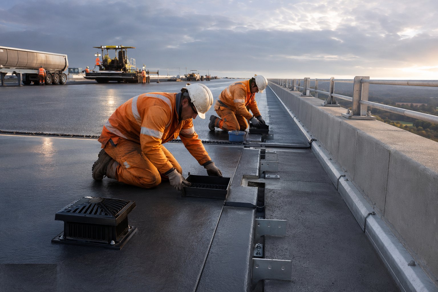 Install deck drainage — Bridge Finishes — Bearings, Joints & Waterproofing, step 3