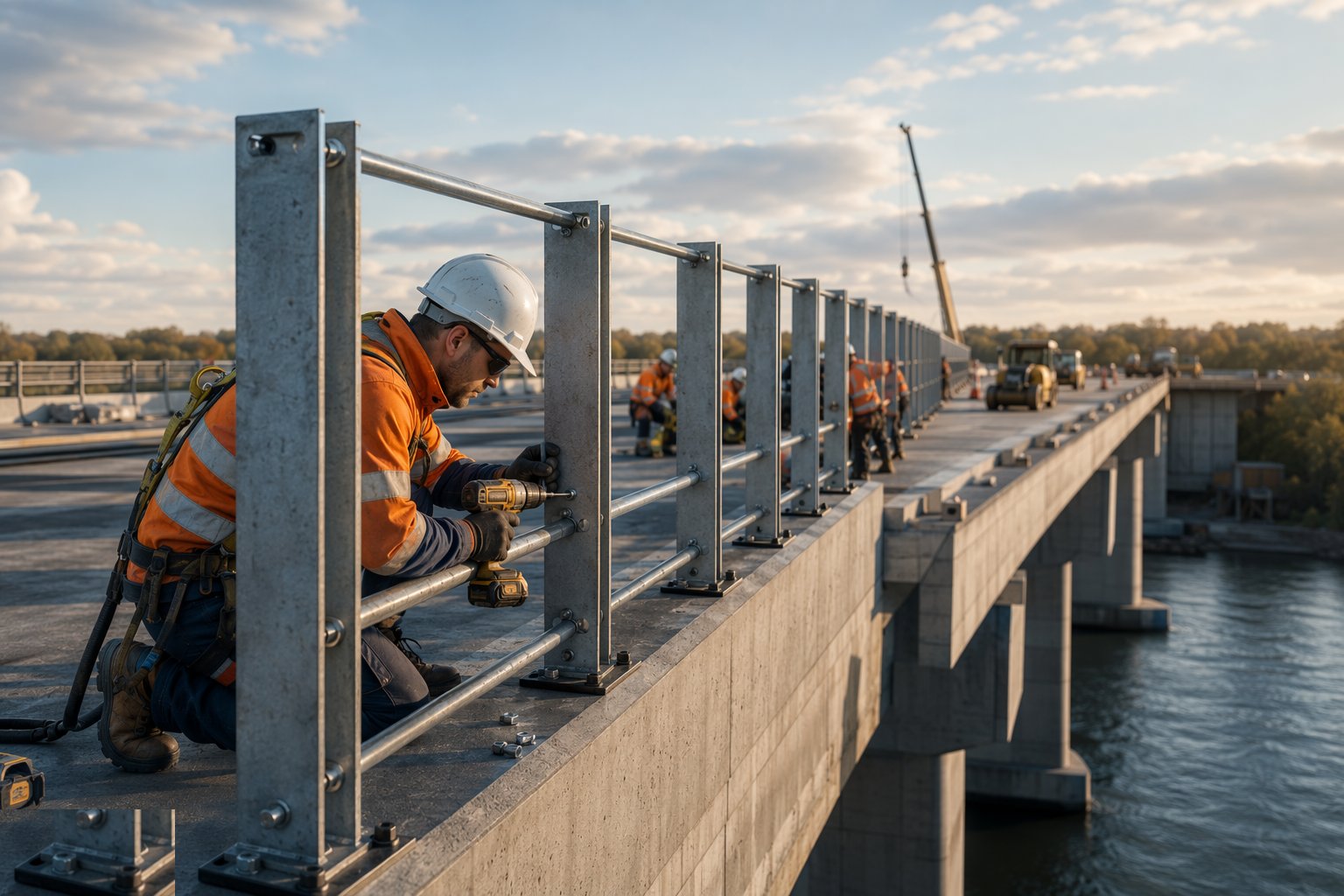 Erect the parapets and edge details — Bridge Finishes — Bearings, Joints & Waterproofing, step 5