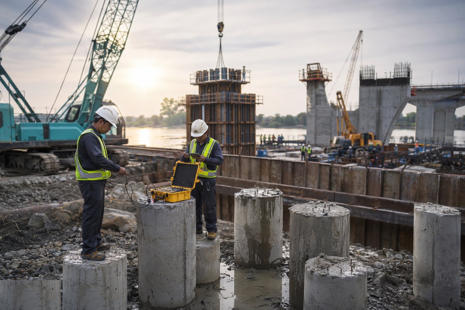 Test and accept the piles — Bridge Foundations & Substructure, step 3