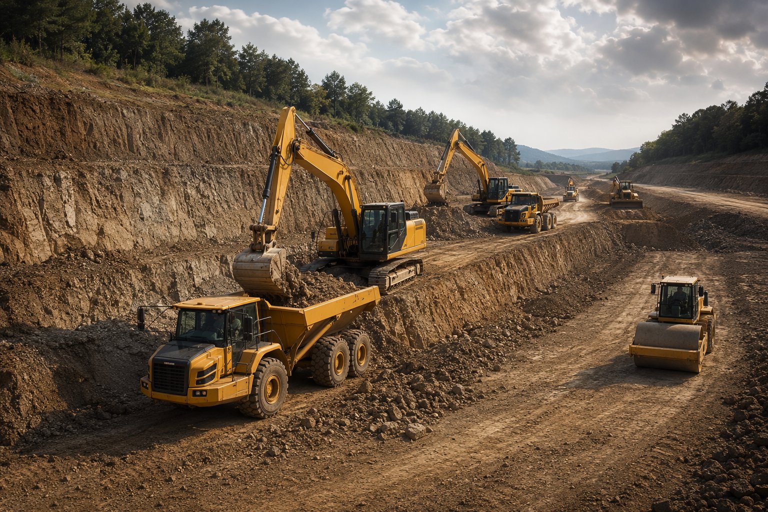 Excavate the cuttings in benches — Bulk Earthworks — Cuttings & Embankments, step 4