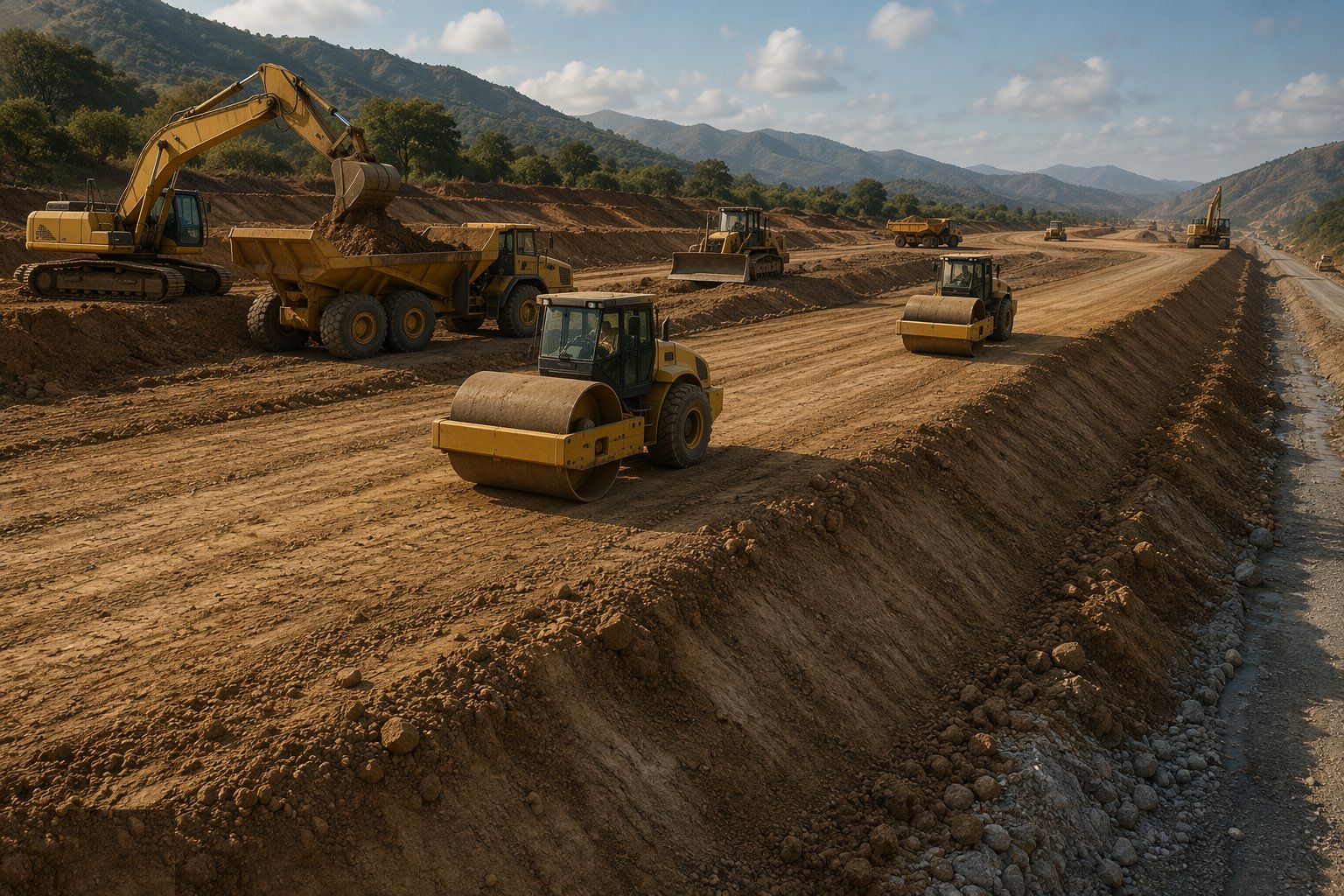 Place and compact the embankment fill — Bulk Earthworks — Cuttings & Embankments, step 5
