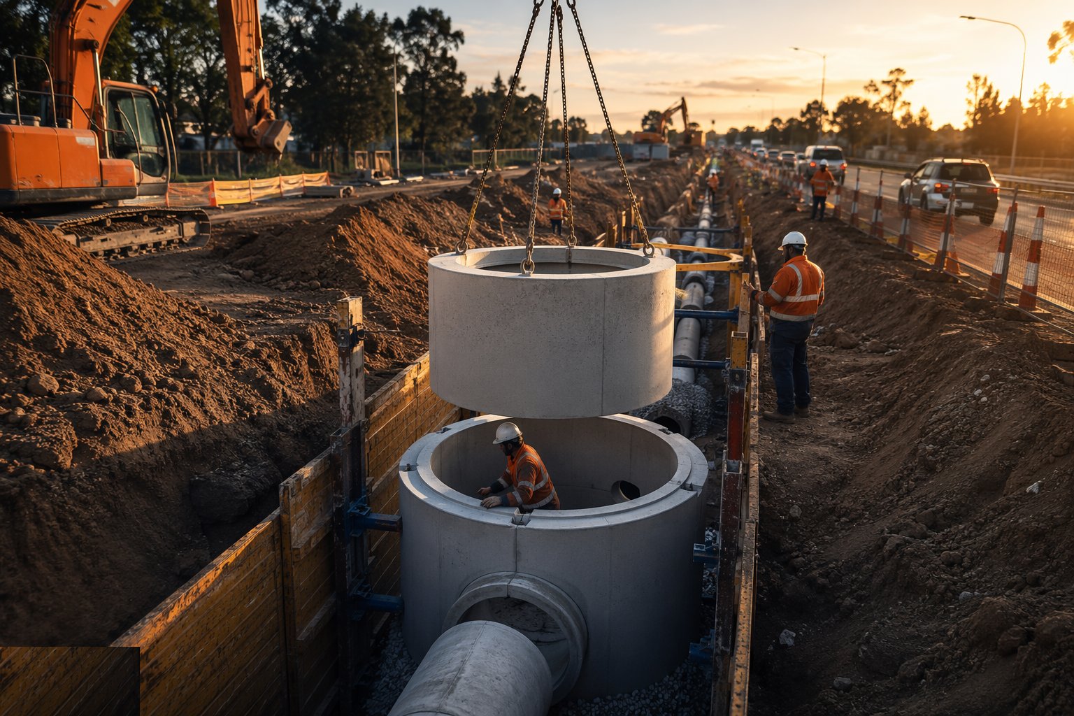 Build the chambers and manholes — Drainage & Utility Corridors, step 4