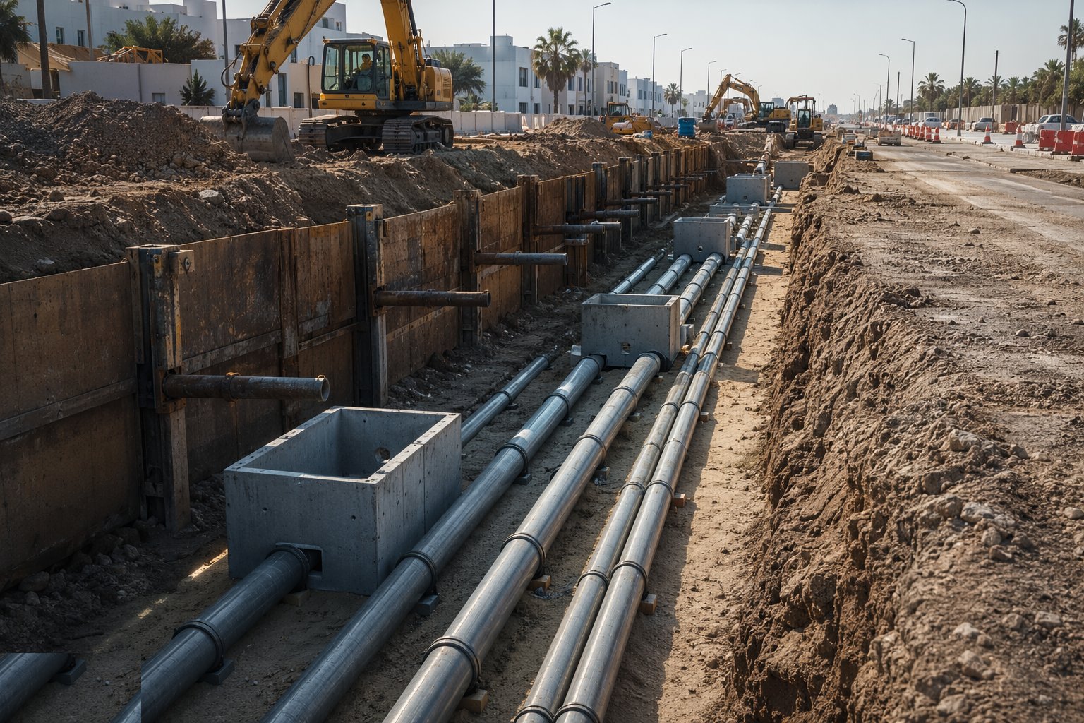 Lay ducts and build the utility corridors — Drainage & Utility Corridors, step 5