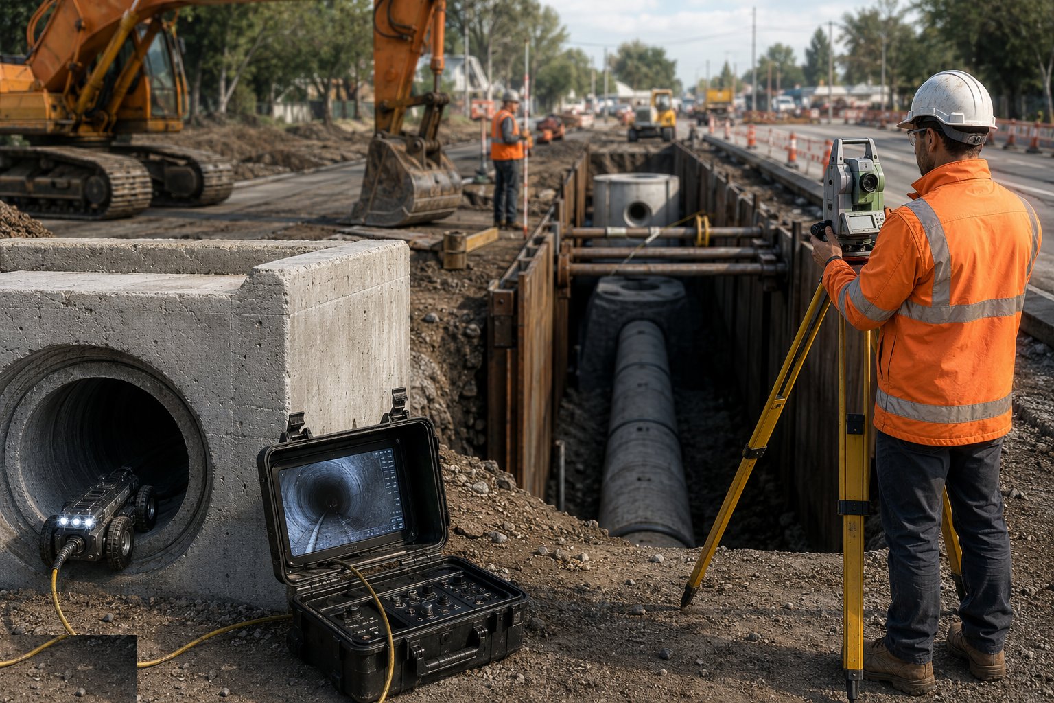 Test and survey the completed runs — Drainage & Utility Corridors, step 7