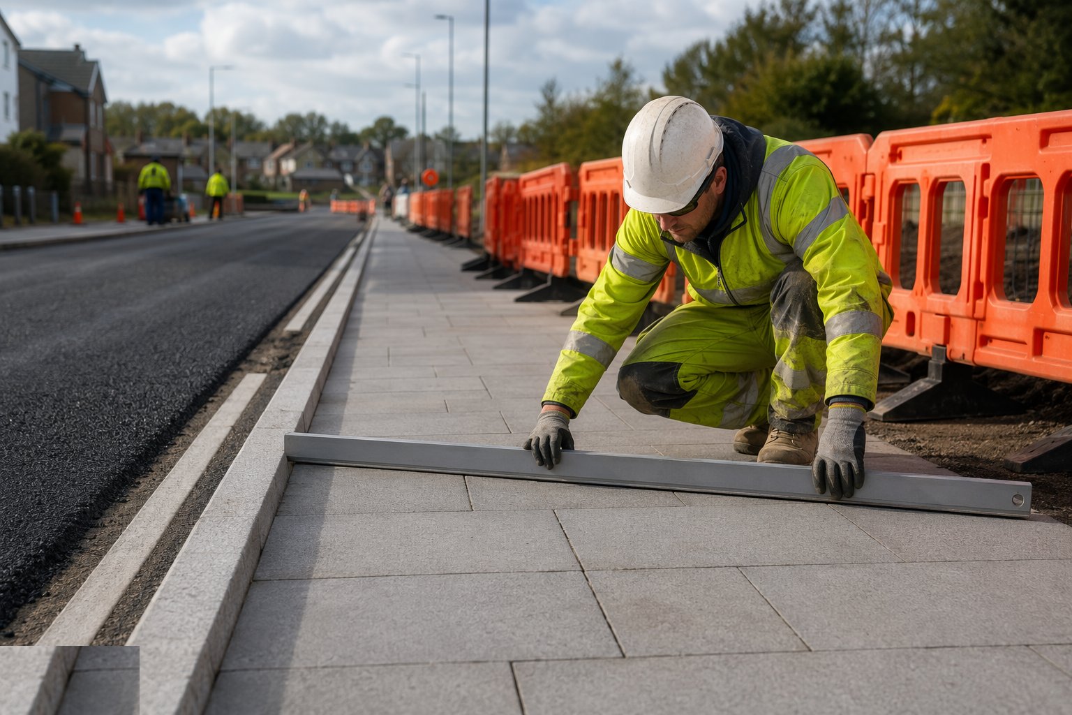 Check tolerances, protect and hand over — Kerbs, Footways & Road Furniture, step 7