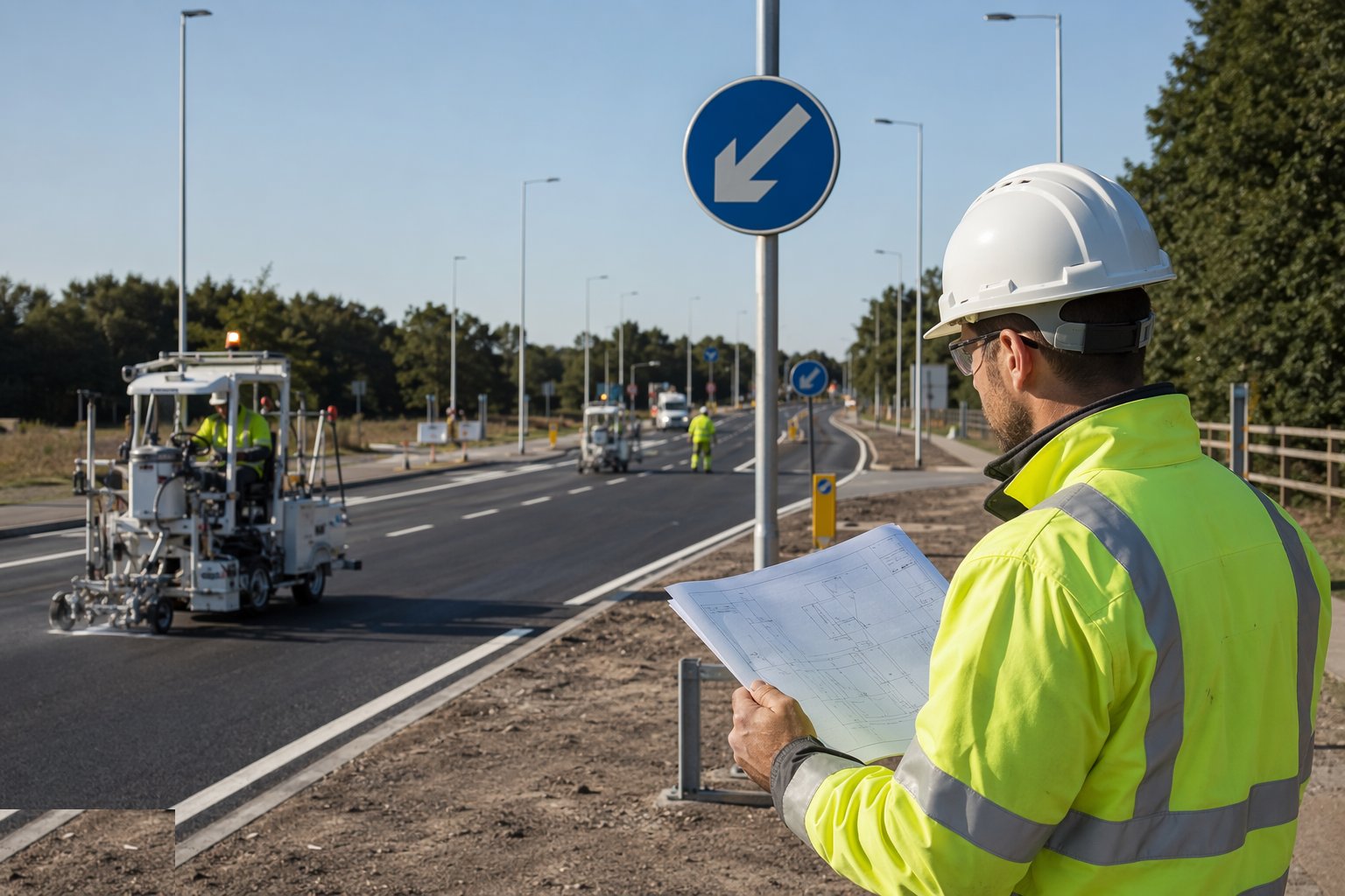 Confirm the schedules against the approved design — Road Markings, Signage & Lighting, step 1