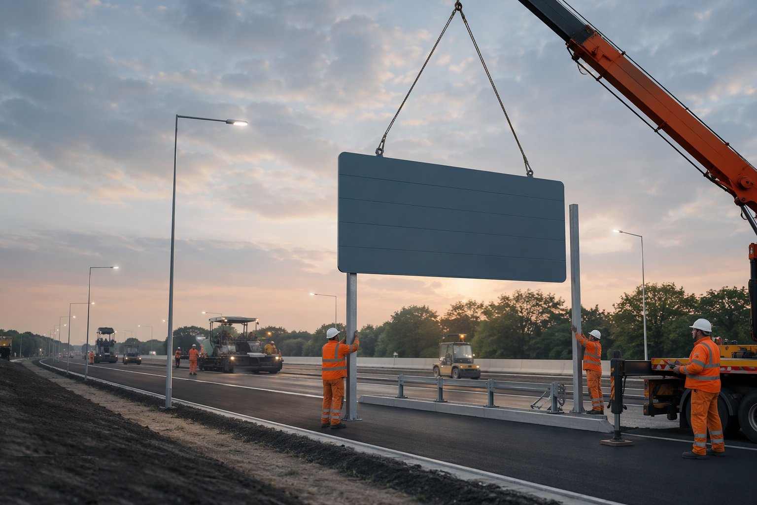 Erect the signs — Road Markings, Signage & Lighting, step 4