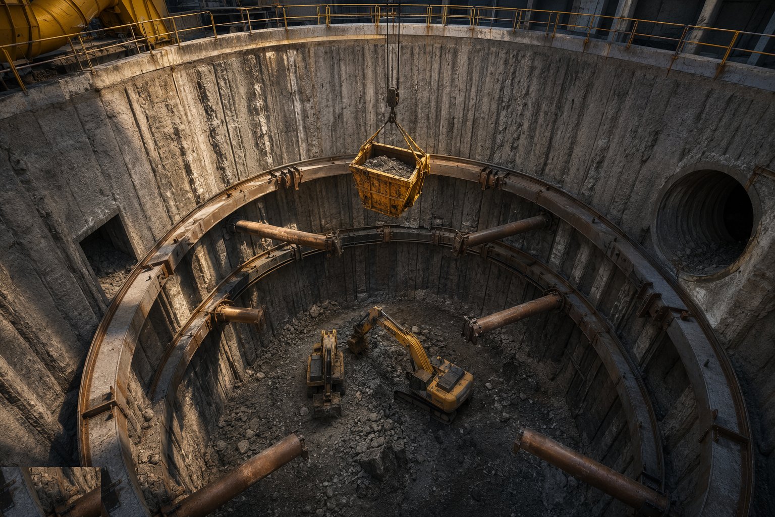Excavate in stages with propping — Shafts & Portals, step 3