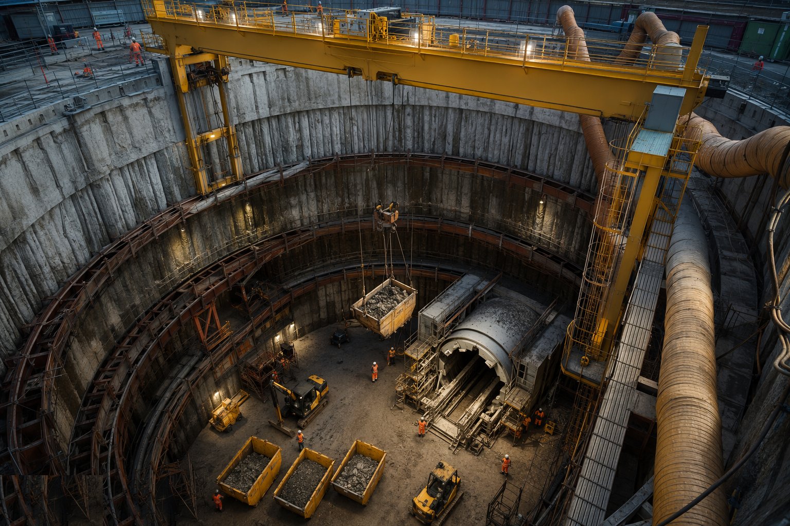 Fit out the shaft for tunnelling operations — Shafts & Portals, step 7