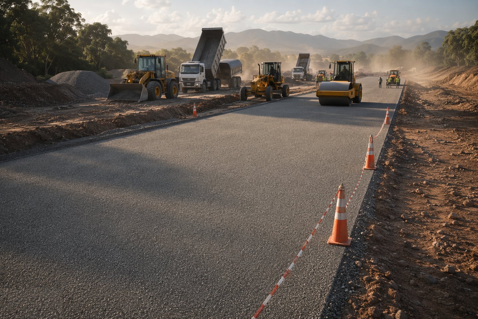 Protect the completed layer until surfacing — Sub-base & Base Construction, step 6