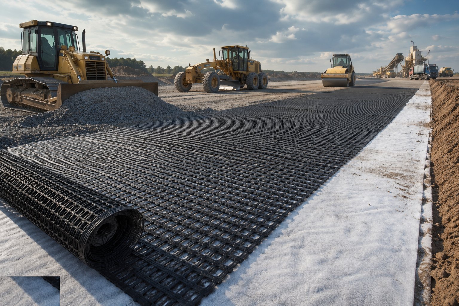 Lay geotextiles and geogrids — Subgrade Preparation & Capping, step 4