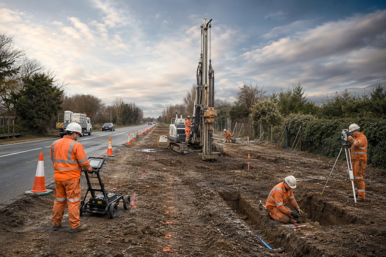 Clear services and mobilise — Survey Control & Ground Investigation, step 3