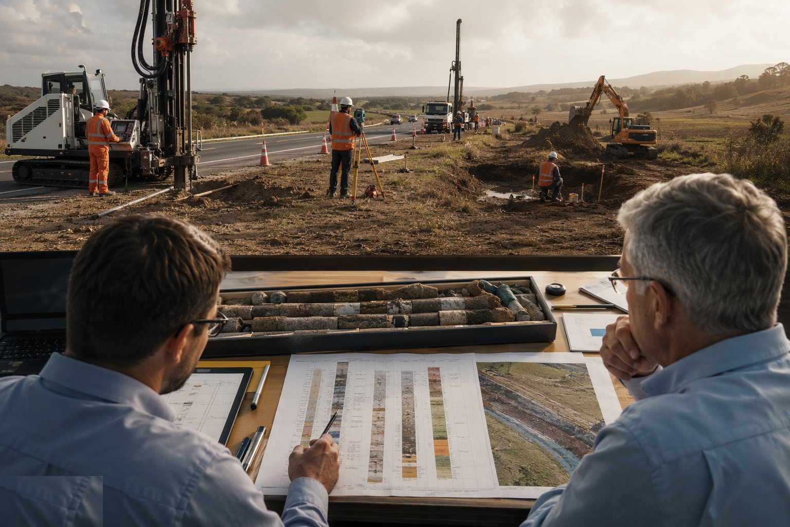 Report: factual then interpretative — Survey Control & Ground Investigation, step 6