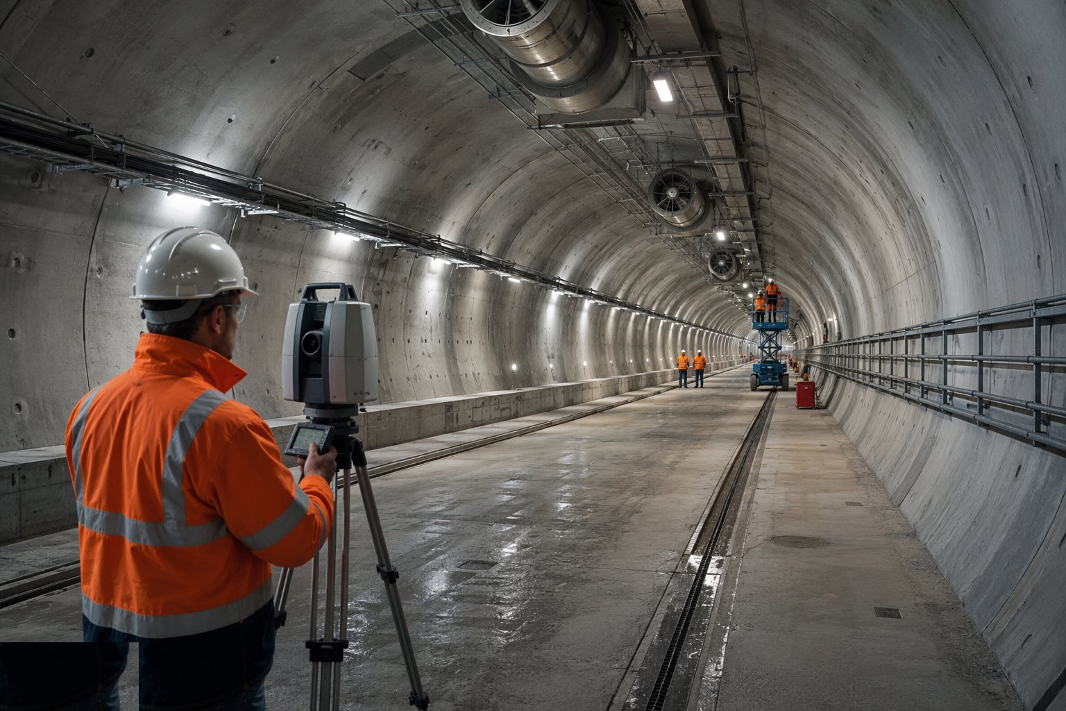 Survey, accept and prepare the lining — Tunnel Fit-out — Drainage, Ventilation & M&E, step 1