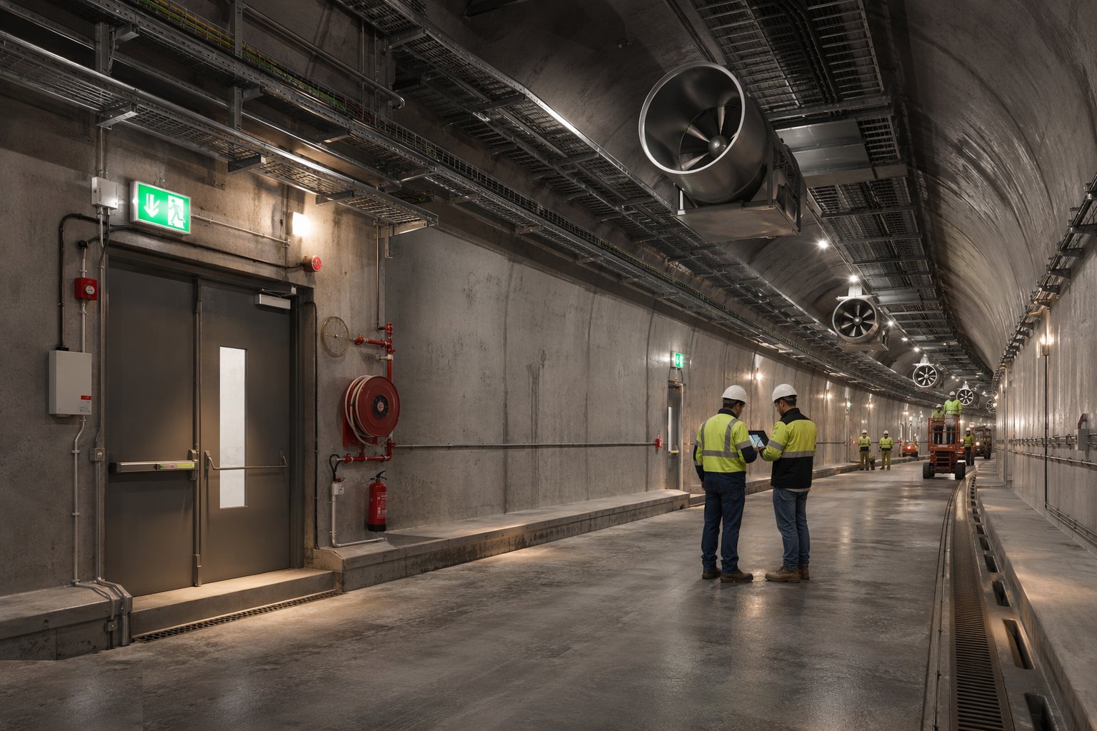 Install fire life safety and egress systems — Tunnel Fit-out — Drainage, Ventilation & M&E, step 5